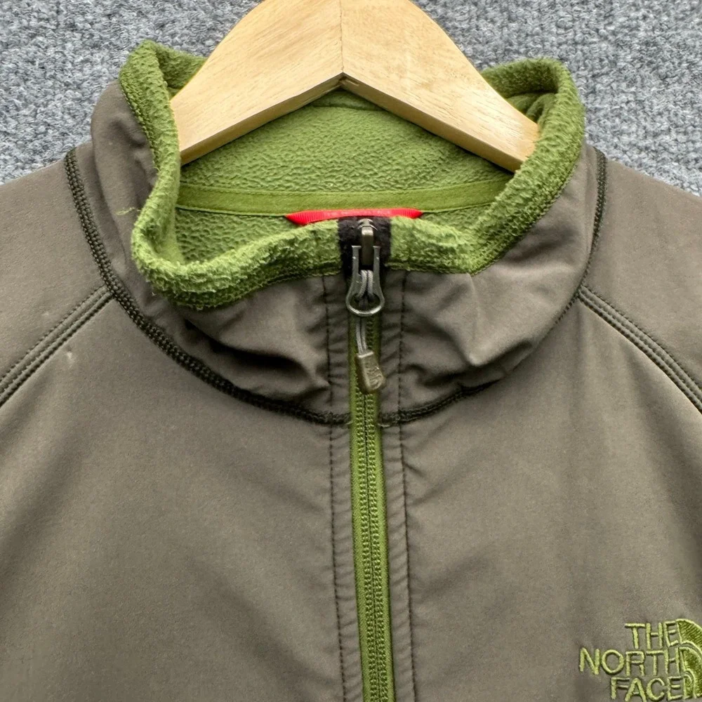 The North Face FlashDry Full Zip Jacket Mens XL‎ Green Brown Outdoor Fleece